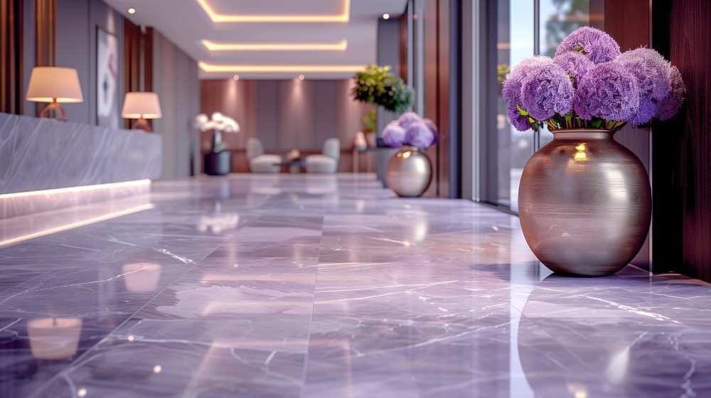 Professional commercial office cleaning service in Toronto sanitizing a modern workspace